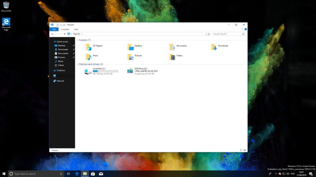 Microsoft está trabajando en un tema oscuro para el Explorador de archivos