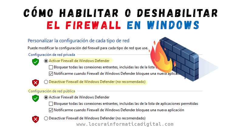 Cómo habilitar o deshabilitar el Firewall en Windows 10/8/7