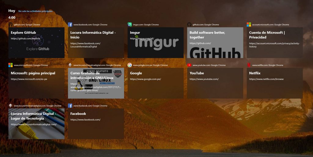 Cómo integrar el Timeline de Windows 10 a Google Chrome y Firefox