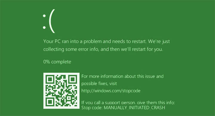 ¿Sabías que Windows 10 tiene una pantalla verde de la muerte?